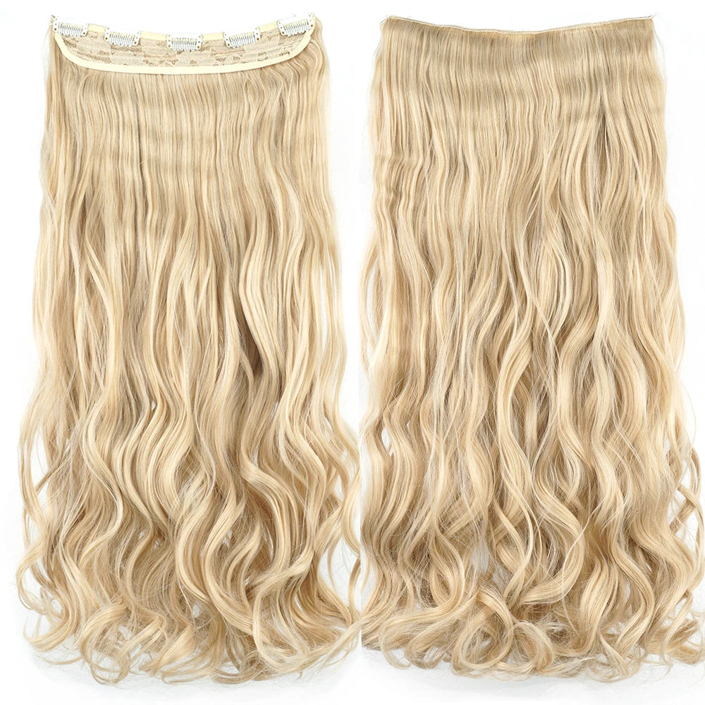 24'' 28'' Synthetic Hair Charms Clip In Hair Extensions Dirty Blonde Fake Brown Curly Hair Pieces for Women