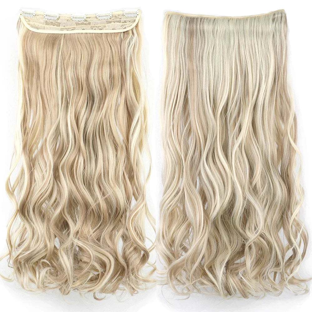 24'' 28'' Synthetic Hair Charms Clip In Hair Extensions Dirty Blonde Fake Brown Curly Hair Pieces for Women