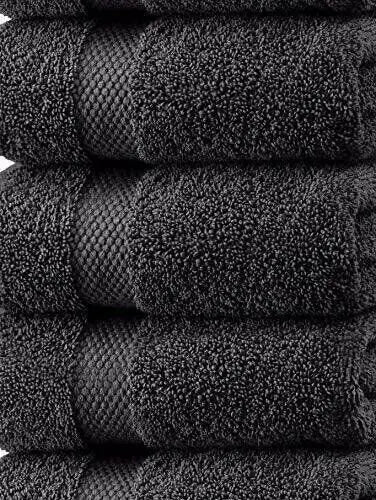 towelLuxury Cotton Towels 13x13 Hotel Size 12 Piece Set White Classic Bath Towel for Home Spa Black Soft Absorbent Fast Drying