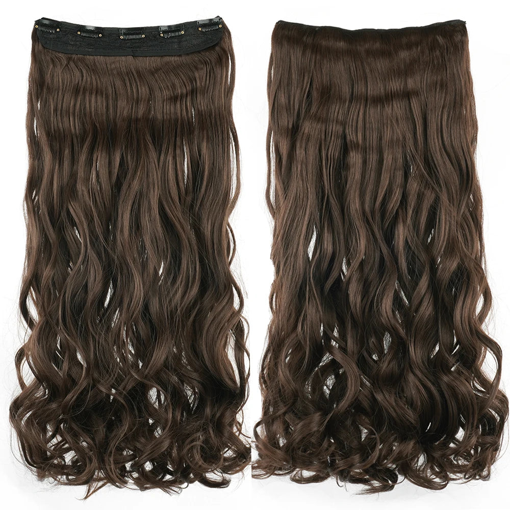 24'' 28'' Synthetic Hair Charms Clip In Hair Extensions Dirty Blonde Fake Brown Curly Hair Pieces for Women