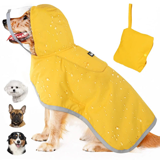Dog Raincoat, Adjustable Dog Rain Jacket with Clear Hooded Double Layer for Large Medium Small Dogs Puppies, Waterproof Rain Coa