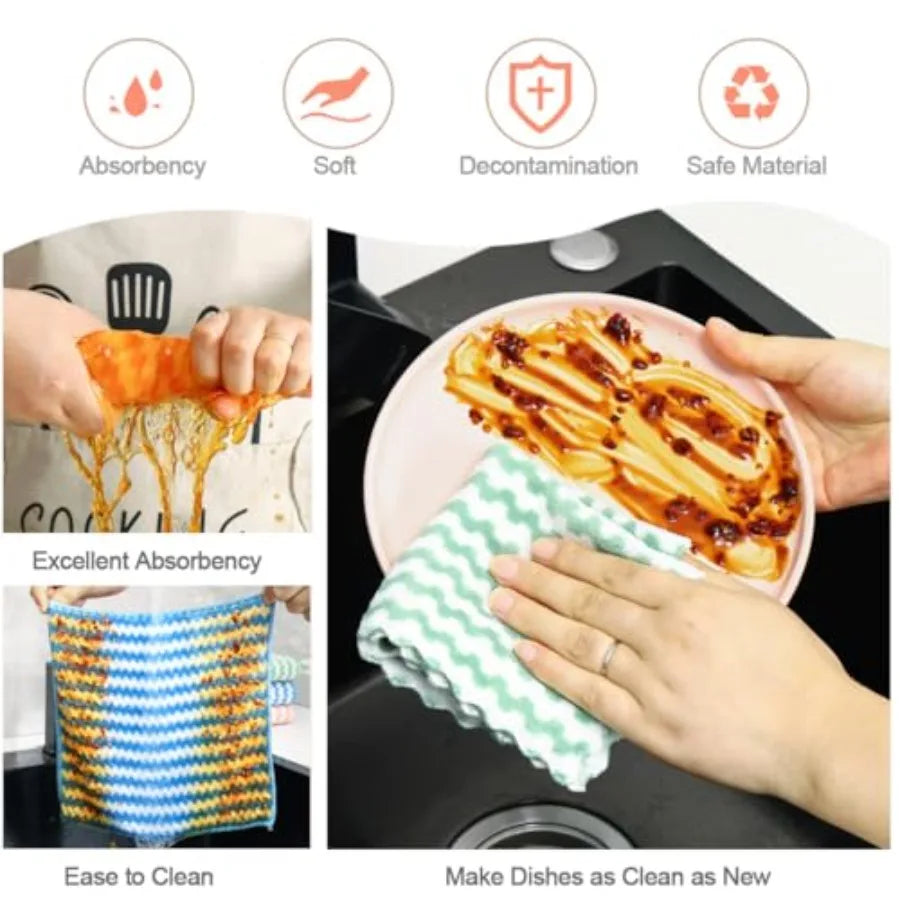 12 Pack Kitchen Towels and Dishcloths Set 12 x 12 Ihes Super Soft and Absorbent Coral Velvet Dish Towels Nonstick Oil Fast Dryi