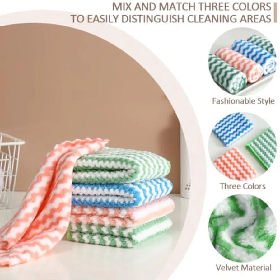 12 Pack Kitchen Towels and Dishcloths Set 12 x 12 Ihes Super Soft and Absorbent Coral Velvet Dish Towels Nonstick Oil Fast Dryi