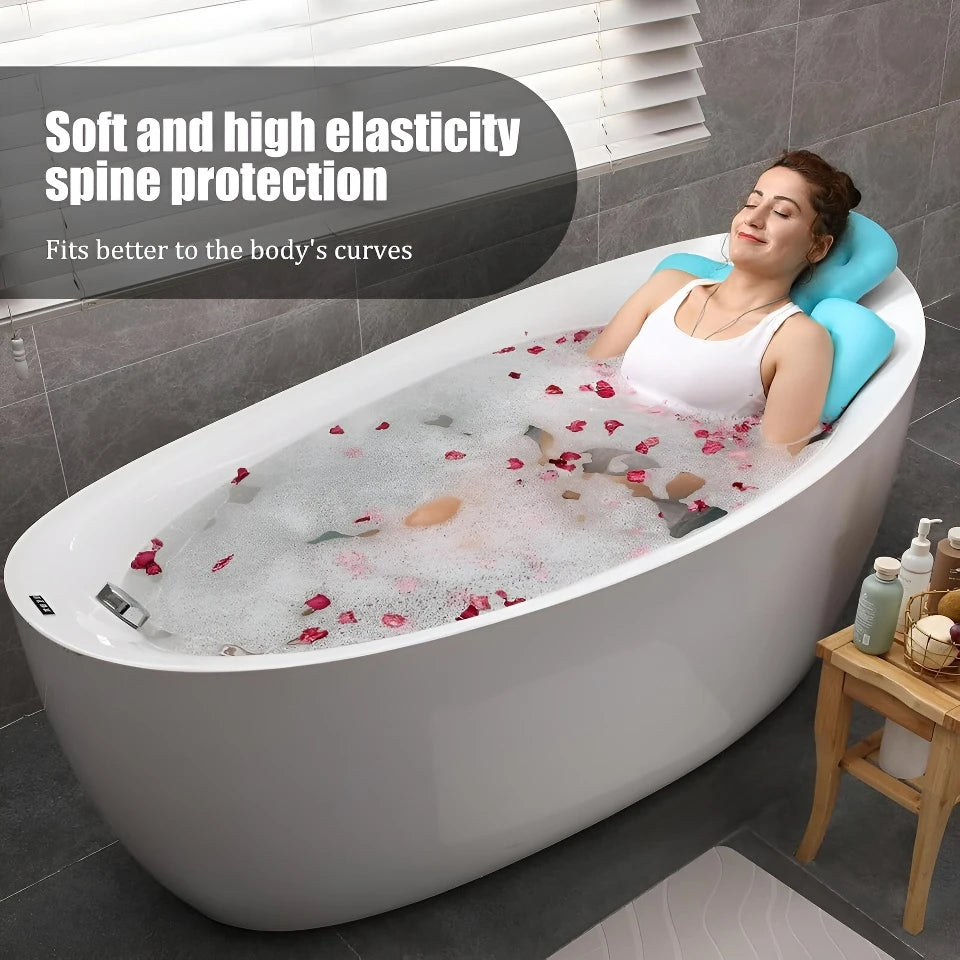 Full Body Bath Pillow for Bathtub Shower Tub Non-slip Suction Cups 3D Air Mesh Quick Drying Ergonomic Headrest Cushion