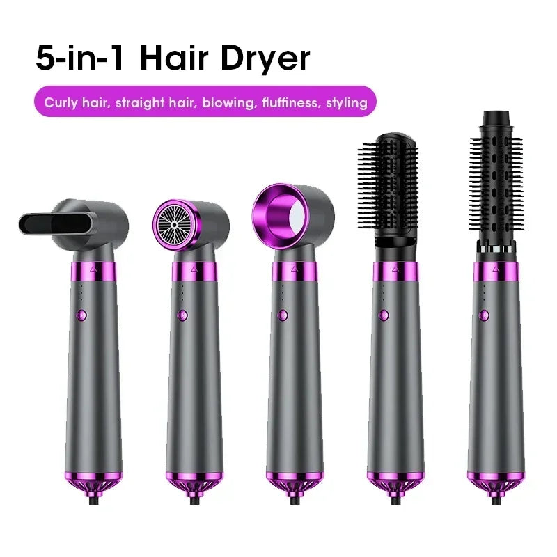 5 In 1 Electric Hair Dryer Hot Air Brush Multifunctional Hair Straightener Negative Ion Curler Blow Dryer Styling Set