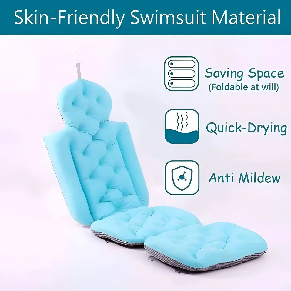 Full Body Bath Pillow for Bathtub Shower Tub Non-slip Suction Cups 3D Air Mesh Quick Drying Ergonomic Headrest Cushion