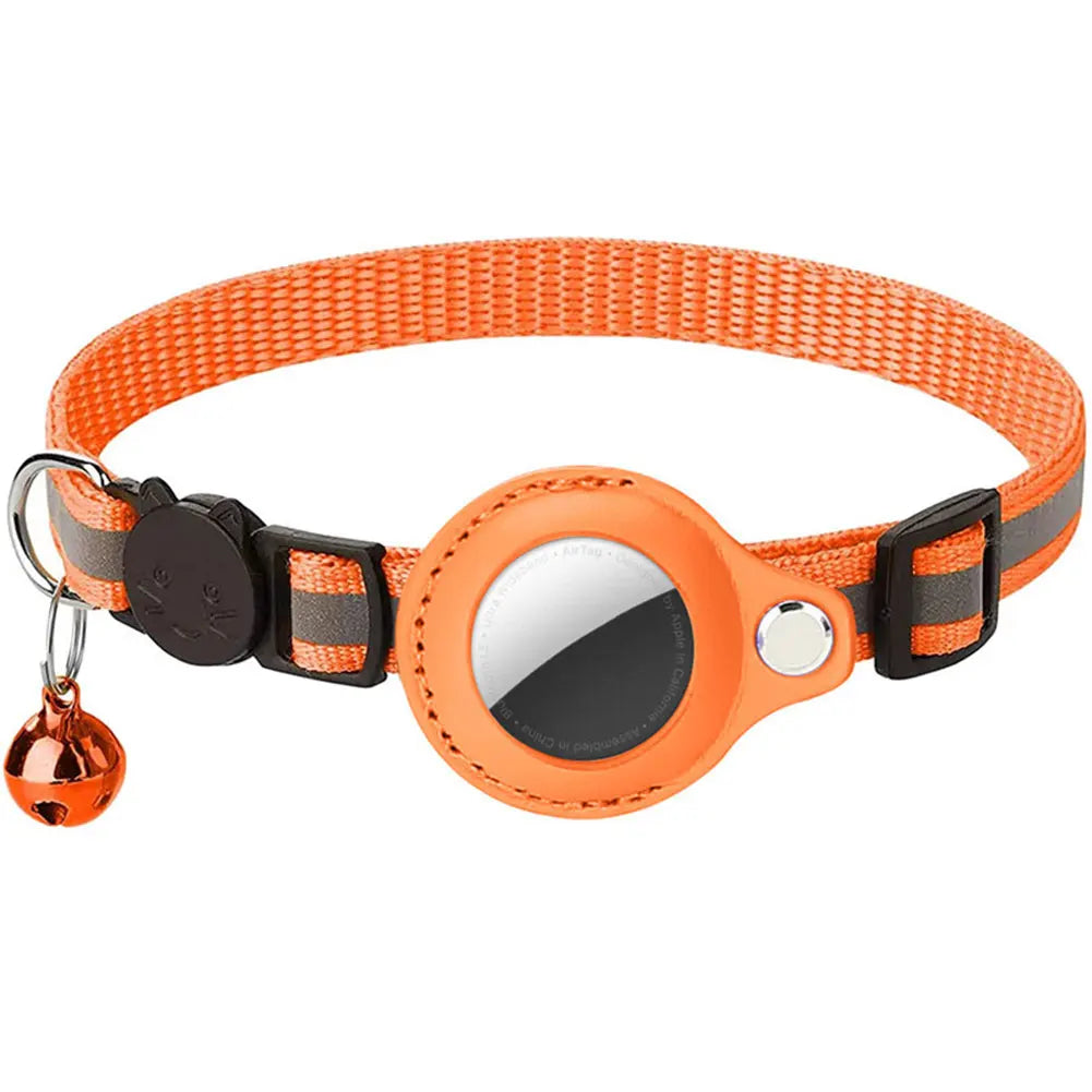 For Apple AirTag Pet Collar Reflective Kitten Collar Safety Buckle GPS Tracker Holder Adjustable for Cat Kitten