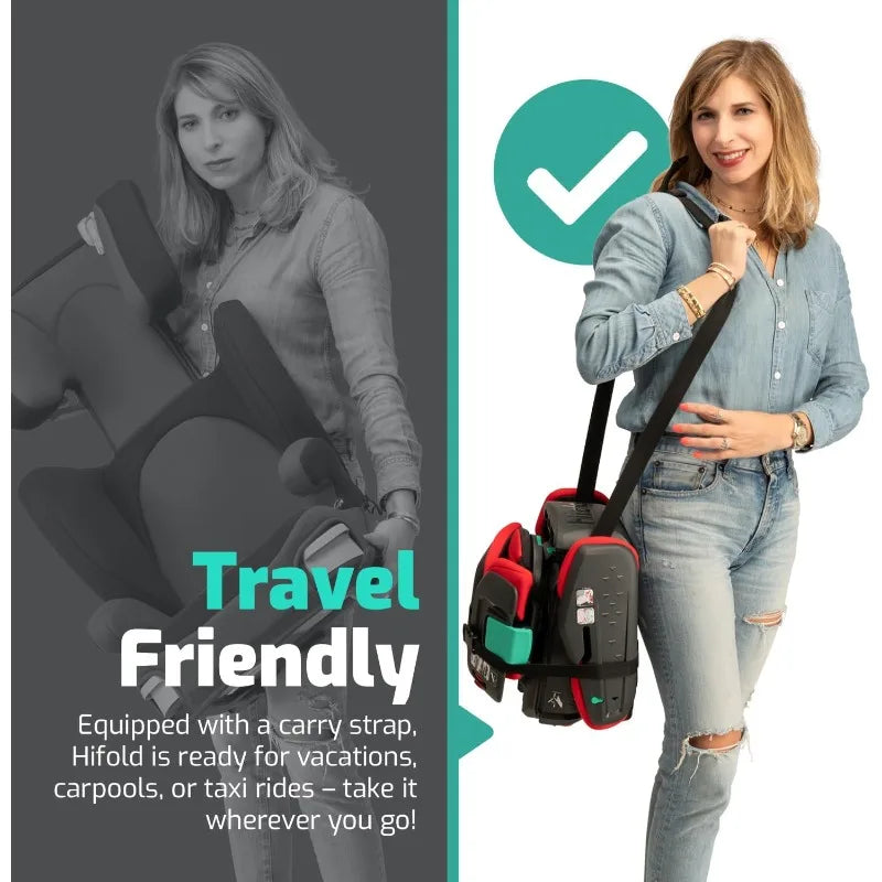 Hifold Adjustable Kids High Back Booster Car Seat with Strap – Racing Red