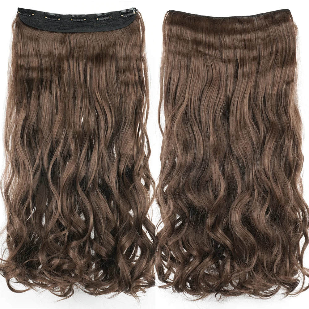 24'' 28'' Synthetic Hair Charms Clip In Hair Extensions Dirty Blonde Fake Brown Curly Hair Pieces for Women