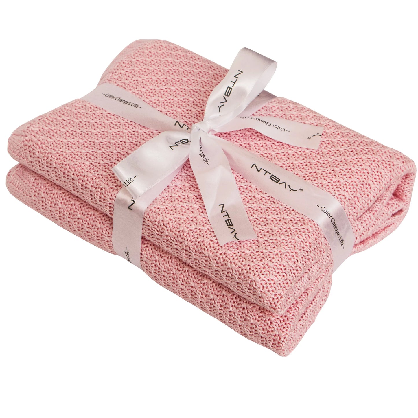 Ntbay Natural Bamboo Cable Knit Toddler Blanket, Soft and Cooling Touch Baby Blanket