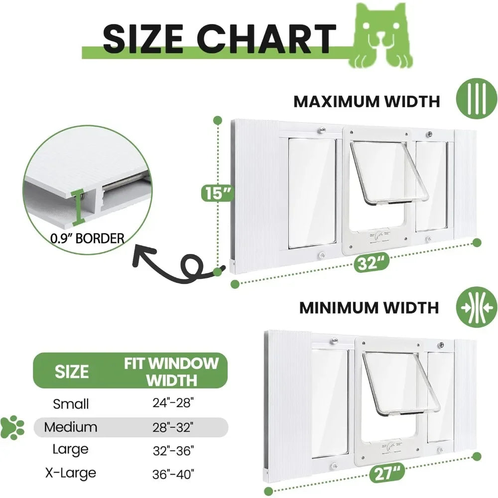 BestsellerBestsellerfull-size window pet door for cat&small dog, fits 28"-32" width windows, quick-fit cat door window insert, 4