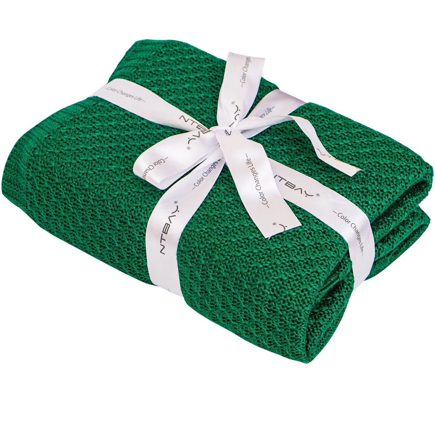 Ntbay Natural Bamboo Cable Knit Toddler Blanket, Soft and Cooling Touch Baby Blanket